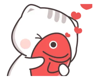 🥰 cat, fish, love, cute, hug, animal whatsapp sticker