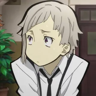 🍥 Atsushi Nakajima Bungo Stray Dogs Anime, Garçon, Nerveux, Sueur, Manga whatsapp sticker