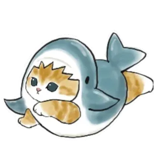 🦈 gato, tiburón, animal, lindo, dibujos animados, pegatina whatsapp sticker