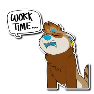 😫 WORK TIME... Мультфильм, Животное, Выдра, Работа, Офис, Стикер, Ленивый telegram sticker