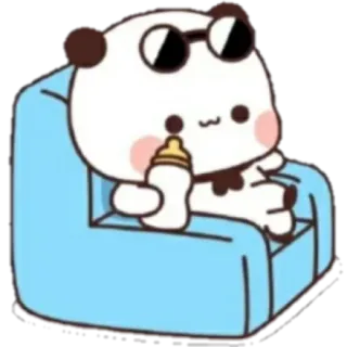 💘 panda, okulary przeciwsłoneczne, słodki, butelka dla niemowląt, krzesło, kreskówka telegram sticker