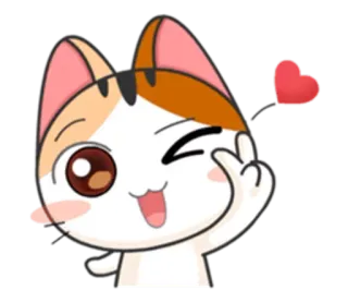 ✌ chat, mignon, animal, signe de paix, kawaii, autocollant, emoji whatsapp sticker