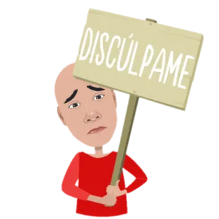 🙁 DISCULPAME desculpa, perdão, desenho animado, homem, placa, desculpe telegram sticker