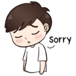 😁 Sorry désolé, excuses, triste, dessin animé, garçon, émotionnel telegram sticker