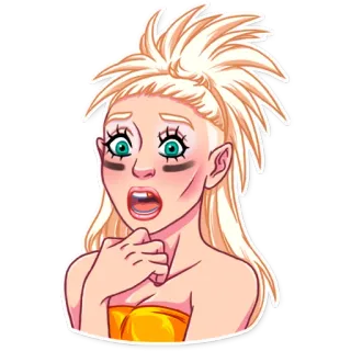 😨 femme, sticker, dessin animé, inquiète, émotionnel, féminin telegram sticker