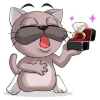 💍 猫, ダイヤモンドリング, 婚約, 愛, プロポーズ, 幸せ telegram sticker