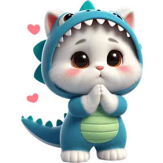 🥺 猫, 恐竜, 可愛い, 動物, 子猫, 漫画, かわいい, ハート telegram sticker