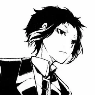 🐈‍⬛️ Akutagawa Ryunosuke Bungo Stray Dogs Anime, Manga, Retrato, Blanco y negro, Akutagawa Ryunosuke, Bungo Stray Dogs, Personaje, Arte telegram sticker