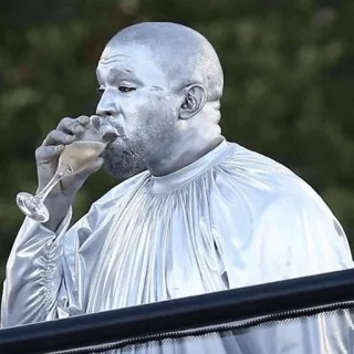 🧪 Kanye West rapper, singer, silver, drinking, champagne whatsapp sticker