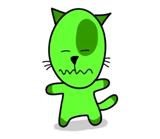 😶 고양이, 초록색, 만화, 스티커, 동물, 캐릭터 telegram sticker