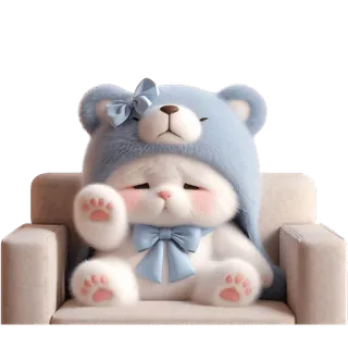 😞 猫, 可爱, 动物, 卡哇伊, 贴纸, 卡通, 熊, 帽子 telegram sticker