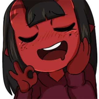 👌 Cartoon, Dämon, Mädchen, Ok, Perfekt, Süß, Anime telegram sticker