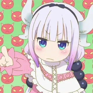 💈 Kanna Kamui Miss Kobayashi's Dragon Maid anime, dragón, kanna, lindo, kawaii, chibi, chica, dibujos animados telegram sticker