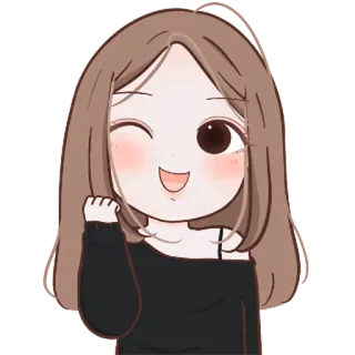 ✊ cartoon, meisje, knipoog, vrolijk, opgewekt telegram sticker