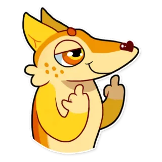 🖕 volpe, dito medio, cartone animato, animale, scortese, offensivo, gesto telegram sticker