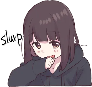 😒 slurp anime, girl, slurp, cute telegram sticker