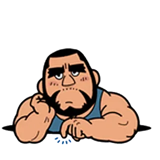 👇 Desenho animado, Homem, Personagem, Descansando, Entediado, Anime telegram sticker
