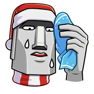 🗿 Moai, Ilha de Páscoa, Estátua, Suando, Natal, Chapéu telegram sticker