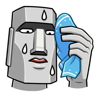 😅 Moai, Sudare, Stressato, Esaurito, Sollievo, Pulizia, Asciugamano telegram sticker