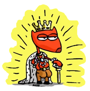 😌 renard, roi, couronne, animal, sceptre, royauté, dessin animé telegram sticker