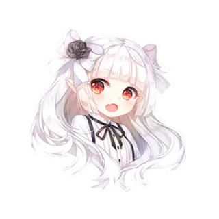 😲 อนิเมะ สาว, น่ารัก, เอลฟ์, คาวาอิ, ภาพประกอบ, ผมขาว telegram sticker