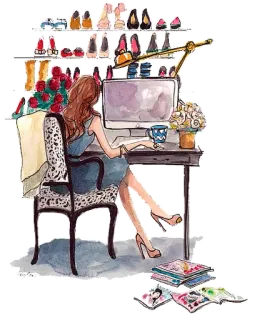 🌚 fashion, woman, desk, shoes, illustration, style telegram sticker