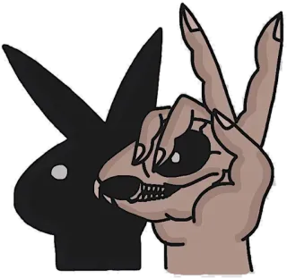 😏 coelho, símbolo da paz, caveira, gesto de mão, horror, playboy telegram sticker