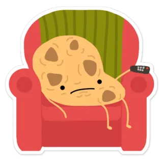 😕 fainéant, paresseux, télévision, dessin animé, télécommande telegram sticker
