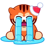 😭 кот, плачет, грустный, рождество, шляпа, слезы, эмоция telegram sticker