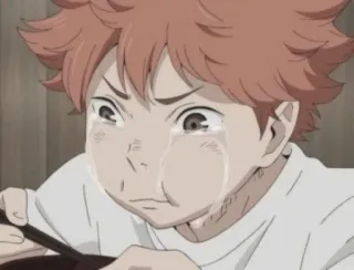 🏐 Hinata Shoyo Haikyuu!! Anime, Haikyuu, Hinata Shoyo, Llorando, Triste, Comiendo telegram sticker