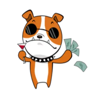 😎 cane, cartone animato, soldi, occhiali da sole, alcol telegram sticker