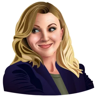 😏 mulher, cabelo loiro, retrato, estilo desenho animado, ilustração, feminino, sorrindo telegram sticker
