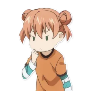 😕 Animé, Manga, Dessin animé, Personnage, Fille, Cheveux orange, Pensif whatsapp sticker