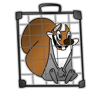 🏠 Eichhörnchen, Käfig, Tier, Cartoon, Gefangen telegram sticker