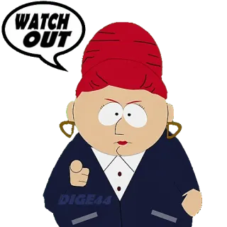 ⚠️ WATCH OUT เซาท์พาร์ก, การ์ตูน, คำเตือน, ระวัง, อันตราย telegram sticker