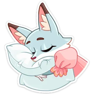 🤗 raposa, animal, dormindo, fofo, desenho animado, travesseiro telegram sticker