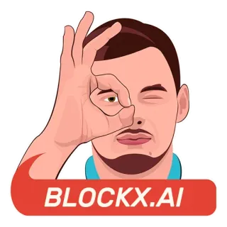 👌 BLOCKX.AI 男人, 手势, OK手势, 卡通, 肖像, blockx.ai, 眨眼 telegram sticker