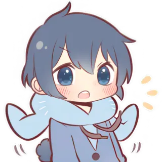 😳 애니메이션, 귀여운, 머플러, 치비, 소년 telegram sticker