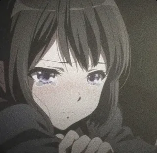 😢 Anime, Płacz, Smutny, Dziewczyna, Łzy telegram sticker