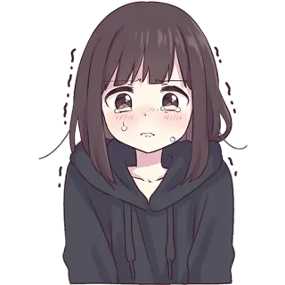 😢 anime, girl, sad, crying, emotional, cartoon whatsapp sticker