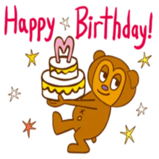 🎂 Happy Birthday! Geburtstag, Feier, Kuchen, Bär, Sterne whatsapp sticker