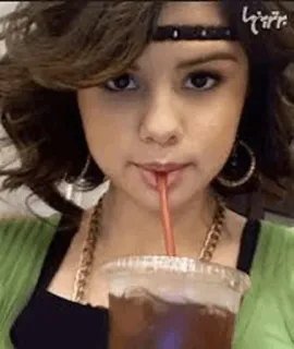 🥤 woman, drinking, beverage, straw, cup, selfie telegram sticker