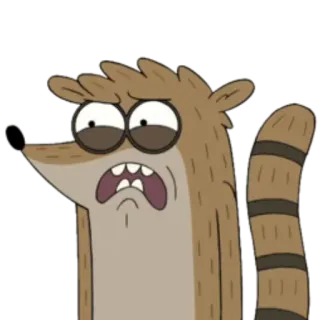 😟 Rigby Regular Show kreskówka, Rigby, Zwyczajny serial, szop pracz, animowany telegram sticker