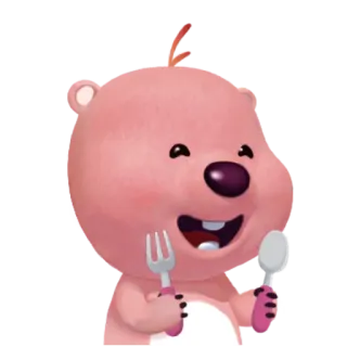 💬 ポロロ, クマ, フォーク, スプーン, アニメ, 動物 telegram sticker
