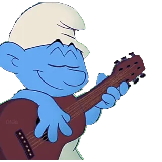 🎸 Smurf puffo, chitarra, musica, cartone animato telegram sticker