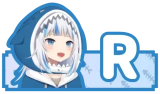 🔤 Gawr Gura R Anime, Squalo, Vtuber, Gawr Gura, Personaggio telegram sticker