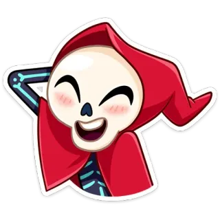 😸 scheletro, morte, tristo mietitore, cartoni animati, carino, cappuccetto rosso, felice telegram sticker