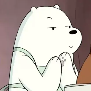 😏 Ice Bear We Bare Bears белый медведь, мы обычные медведи, мультфильм, медведь, милый, персонаж whatsapp sticker