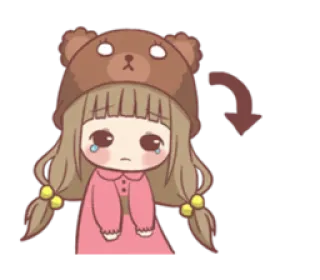 😰 Anime, Triste, Menina, Chorando, Fofo, Urso, Seta telegram sticker