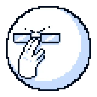 🤓 pixel art, glasses, hand, white, face, character telegram sticker
